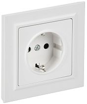 BRITE Розетка 1-местная с заземлением с защитными шторками 16А в сборе РСР14-1-0-БрАБ арктический белый IEK