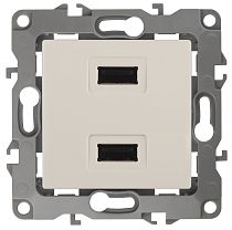 Розетка USB ЭРА 12 12-4110-02  5В-2100мА слоновая кость