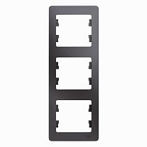 Glossa Графит Рамка 3 постовая, вертикальная Systeme Electric (Schneider Electric)