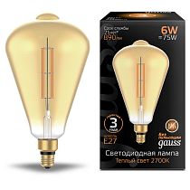 Лампа светодиодная Gauss Vintage Filament Straight ST164 6Вт E27 Amber 890lm 2700K Лампа светодиодная Gauss Vintage Filament Straight ST164 6Вт E27 Amber 890lm 2700K