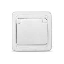 Розетка одноместная с крышкой серия "Валери" с/з, с/у, 16А, 220В, белая (еврослот) UNIVERSAL