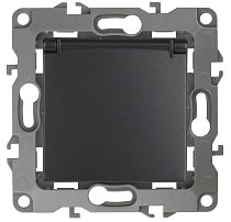 Розетка ЭРА 12 12-2103-05 16А 250В антрацит с заземлением со шторками с крышкой