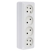 Рим Розетка 4-местная 10А без заземления белая EKF Рим Розетка 4-местная 10А без заземления белая EKF