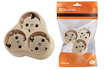 Блок на 3 гнезда 2П+З круглый 16А 250B "Эко" (сосна)  TDM