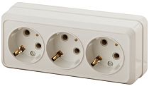 Розетка Intro Quadro 2-206-02 с заземлением трехместная 3х2P+E 16А-250В IP20 ОУ слоновая кость