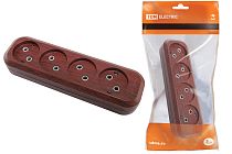 Колодка розеточная 4 гнезда 2П б/з 10А 250В "Эко" (бук)  TDM