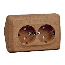 ЭТЮД открытая установка Бук Розетка двойная угловая с заземлением со шторками 16А 250B Systeme Electric (Schneider Electric)