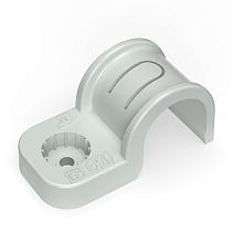 Крепеж-скоба пластик. односторонняя для прямого монтажа серая в п/э д20 (50шт/600шт уп/кор) Промрукав