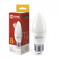 Лампа светодиодная LED-СВЕЧА-VC 8Вт 230В Е27 3000К 760Лм IN HOME