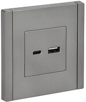 FORTE&PIANO Розетка USB A+C 18Вт FP551 сталь IEK FORTE&PIANO Розетка USB A+C 18Вт FP551 сталь IEK