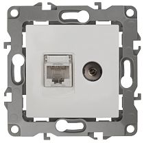 Розетка ЭРА 12 12-3110-01 белый телевизионная + интернет