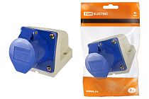 Розетка 123 стационарная 2Р+РЕ 32А 220В IP44  TDM