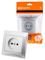 Розетка 2П 10А 250В серебр. металлик "Лама"  TDM