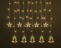 Гирлянда Navigator 95 027 NGF-D037-04 (бахрома звезды и елки WW 3*0.6м IP20)