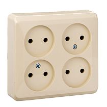 ЭТЮД открытая установка Кремовый Розетка 4-ая без заземления Systeme Electric (Schneider Electric)