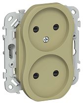 FLITE Розетка 2-местная без заземления с защитными шторками безвинтовое крепление 10А РСш02-1-ФлО оливковый IEK