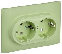 SKANDY Розетка 2-местная с заземлением без защитных шторок 16А в сборе SK-R08G мятный IEK