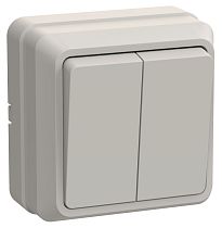 Выключатель двухклавишный ОП Октава 10А IP20 ВС20-2-0-ОКм кремовый  IEK