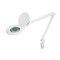 Лупа на струбцине круглая 5D с подсветкой 72 SMD, сенсорный регулятор яркости, ø115мм, белая (8066D) REXANT