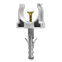 Крепеж-клипса с дюбелем и саморезом серая д20 (10шт/900шт уп/кор) Промрукав