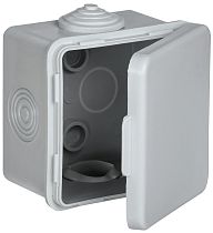 Коробка распаячная КМ для открытой проводки с откидной крышкой 65х65х50мм IP54 4 гермоввода (7035) GENERICA IEK Коробка распаячная КМ для открытой проводки с откидной крышкой 65х65х50мм IP54 4 гермоввода (7035) GENERICA IEK