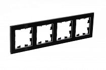 AtlasDesign Nature Стекло Черный Рамка 4-постовая  (Schneider Electric) Systeme Electric (Schneider Electric)