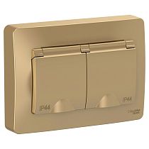 Blanca скрытая установка Титан Розетка двойная с заземлением IP44 со шторками, 16А Systeme Electric (Schneider Electric)