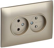 SKANDY Розетка 2-местная без заземления без защитных шторок 10А в сборе SK-R10Sh шампань IEK