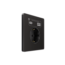 Systeme Infinity, Розетка С/У с ЗК и зар.устр.USB А+С 20Вт (250В, 16А, защит.шторки), Полярная ночь