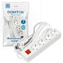 Удлинитель бытовой DOMTOK 3500 Вт (с/з выкл.) 4гн. ПВС 7м