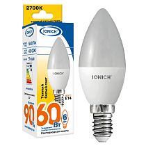 Лампа светодиодная IONICH декоративного освещения "свеча" ILED-SMD2835-C37-6Вт-540Лм-230В-2700К-E14