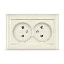 Розетка двухместная серия "Бриллиант" б/з, с/у, з/ш, 16А, 220В, "слоновая кость" (ivory) (еврослот) UNIVERSAL