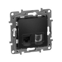 ETIKA Розетка двойная RJ11+RJ45 кат.5E UTP антрацит ETIKA Розетка двойная RJ11+RJ45 кат.5E UTP антрацит