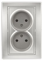 Розетка ЭРА Intro Plano 1-204-03 16А 250В алюминий двойная без заземления