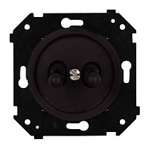 Выключатель двухклавишный проходной (скрытый монтаж), пластик, цвет Коричневый матовый (тумблерный) Bironi