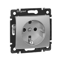 VALENA Розетка 1-местная с заземлением с защитными шторками 16А алюминий