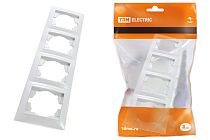 Рамка 4-х постовая вертикальная белая "Лама"  TDM