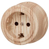 Розетка с заземляющим контактом,серия "ЛИЗЕТТА", пластик, цвет Карельская Сосна Bironi