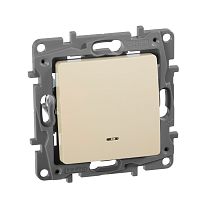 ETIKA Выключатель 1-клавишный проходной с подсветкой/индикацией 10А безвинтовое крепление слоновая кость