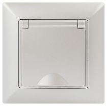 Розетка ЭРА Intro Solo 4-203-06 с заземлением 2P+E Schuko с крышкой, 16А-250В, IP20, скрытой установки, перламутр