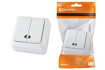 Выключатель 2-кл. открытой установки с подсветкой IP20 10А, белый "Ладога"  TDM