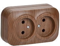 Розетка двухместная для открытой установки РС22-2-ХД без заземления 10А GLORY дуб  IEK