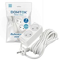Удлинитель быт. "DOMTOK" 2гн., ПВС 2*1, 2,2кВт, б/з 7м