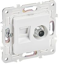 SKANDY Розетка двойная TV+RJ45 кат.5E SK-A14W арктический белый IEK SKANDY Розетка двойная TV+RJ45 кат.5E SK-A14W арктический белый IEK