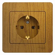 Glossa Дерево Дуб Розетка с заземлением (в сборе с рамкой) Systeme Electric (Schneider Electric)