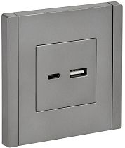 FORTE&PIANO Розетка USB A+C 3,1А FP550 сталь IEK FORTE&PIANO Розетка USB A+C 3,1А FP550 сталь IEK