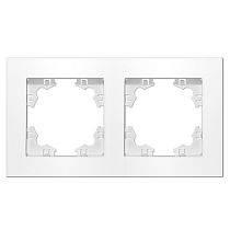 Рамка двухместная горизонтальная UNIVERSAL серия "Афина" белая (еврослот)