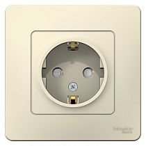 Blanca скрытая установка Молочный Розетка с заземлением со шторками, 16А Systeme Electric (Schneider Electric)