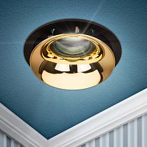 Светильник встраиваемый декоративный ЭРА KL103 BK/GD MR16 GU5.3 черный золото