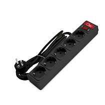 Сетевой фильтр Союз  ПВС 3*0,75 5гн., выключатель с индикацией, с/з, з/ш, черный 1,8м